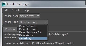 如何打开maya的maya mental ray设置