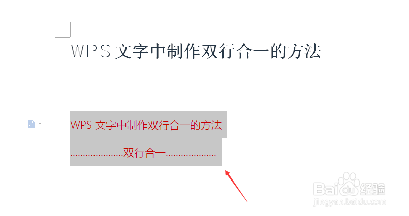WPS文字中制作双行合一的方法