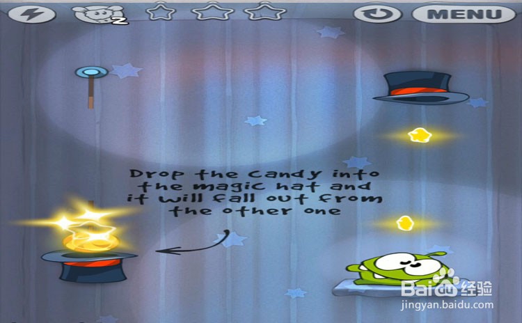 手机游戏割绳子level3-25、level4-1三星攻略