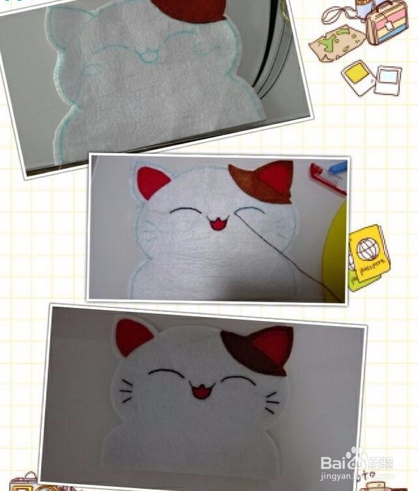 不织布制作的招财猫开关贴