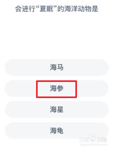 支付宝会进行夏眠的海洋动物是什么