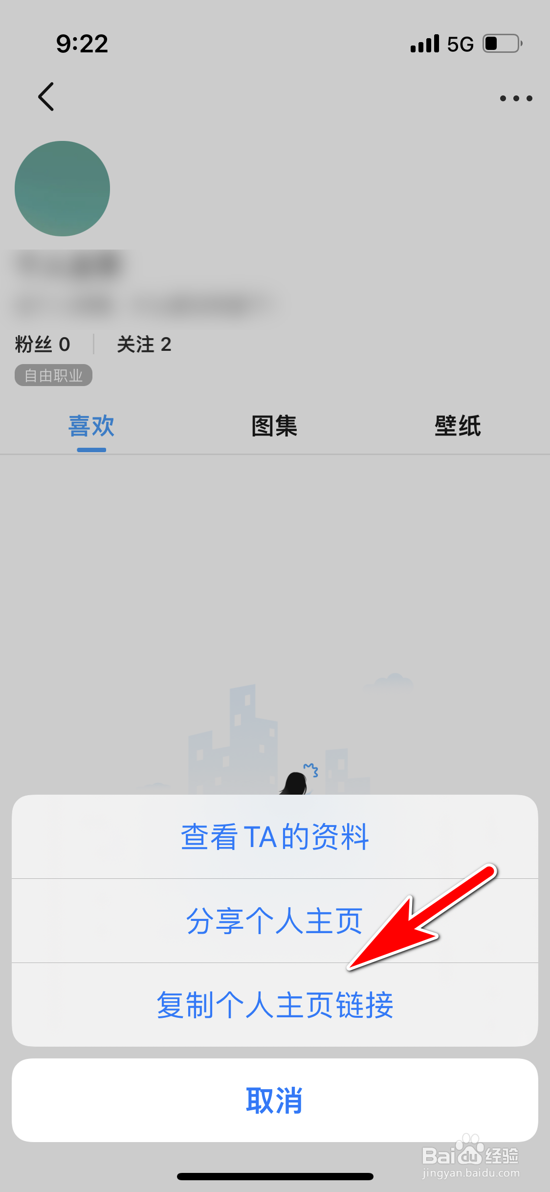 口袋壁纸怎么复制个人主页的分享链接