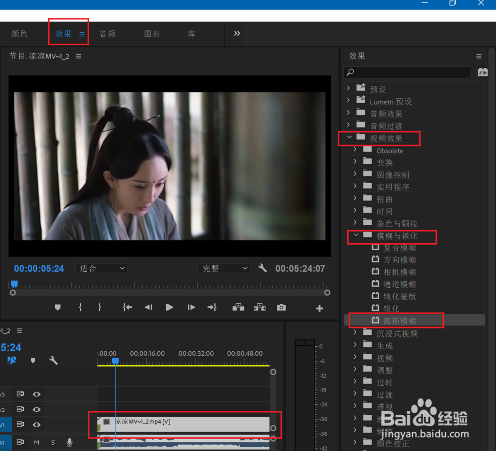 利用Premiere 2018 CC把视频处理成模糊的效果