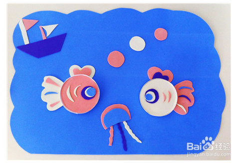 儿童节环保纸杯金鱼贴画手工制作