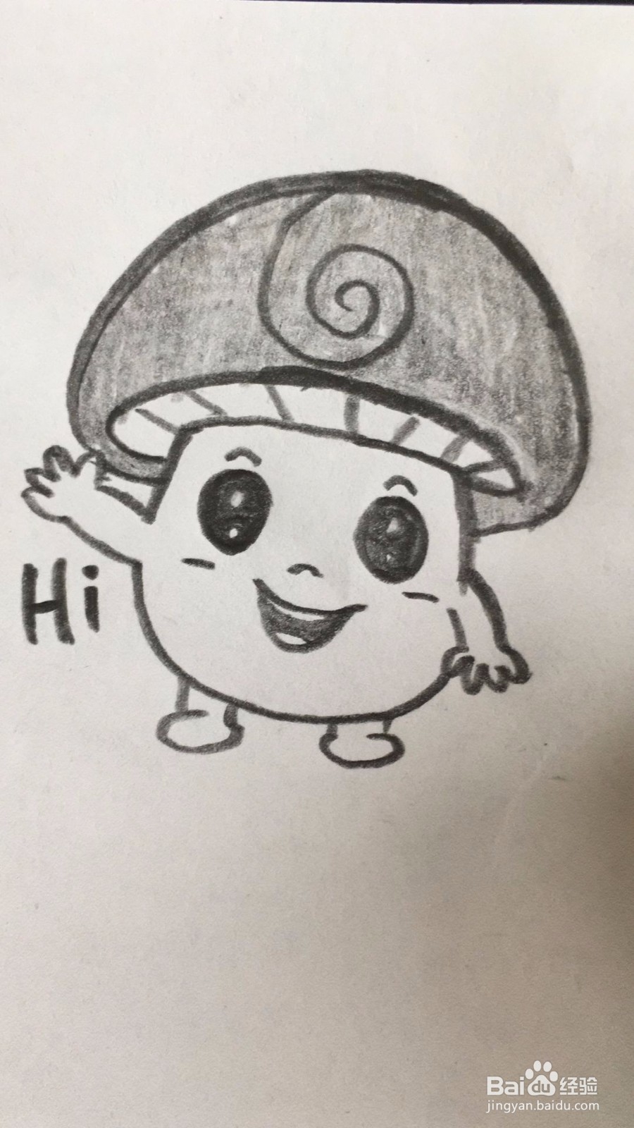 打招呼的蘑菇君怎么画