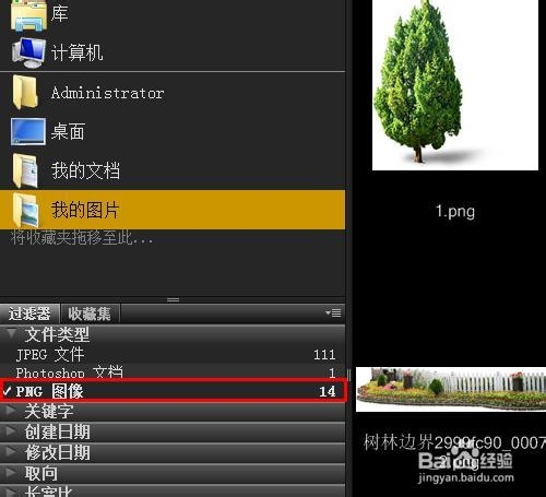 Bridge CC过滤器快速筛选文件中不同格式的文档