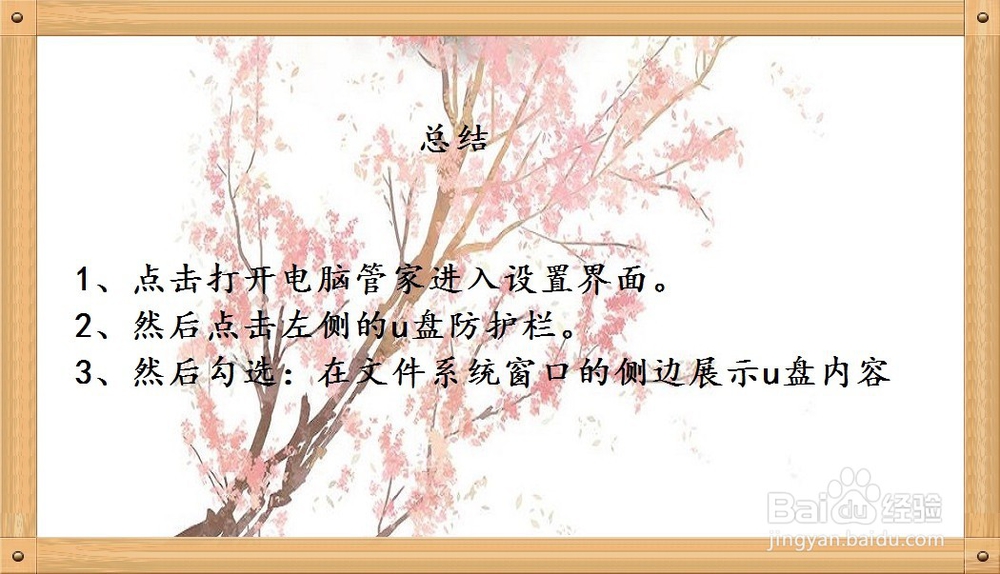 电脑管家如何设置文件系统窗口侧边展示u盘内容