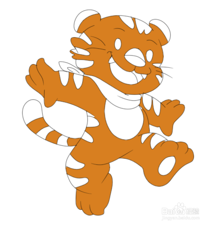 简笔画---开心的卡通老虎画法