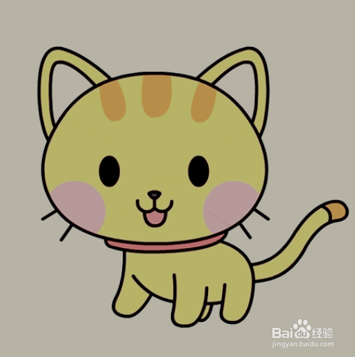 如何画卡哇伊小猫咪的简笔画
