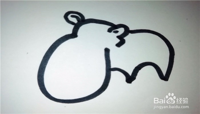 怎么样用简笔画画笨重的河马