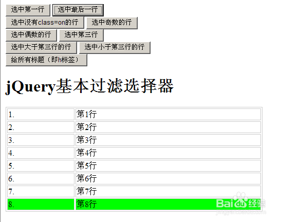 jQuery基本过滤选择器实例
