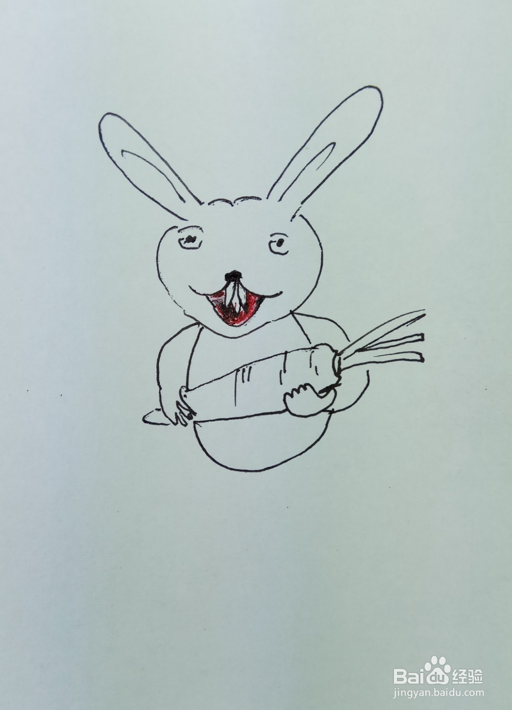 怎样画简笔画爱吃胡萝卜的小兔子？