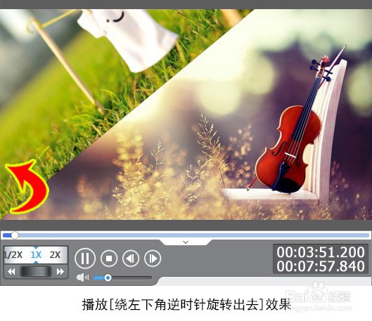 如何为视频添加绕左下角逆时针旋转出去特效