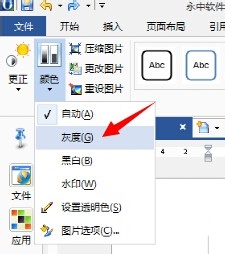 永中office入门：[15]把文字中图片转为灰色