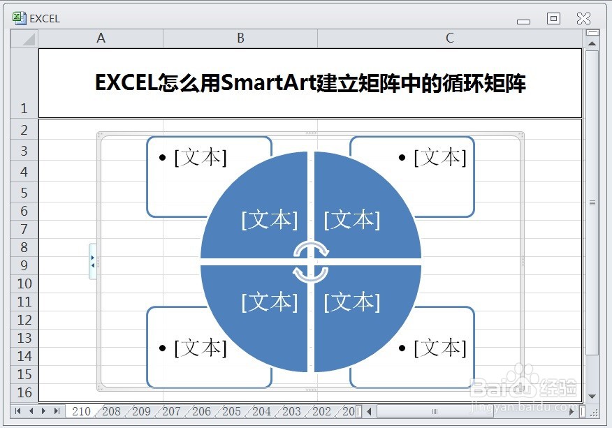 EXCEL怎么用SmartArt建立矩阵中的循环矩阵