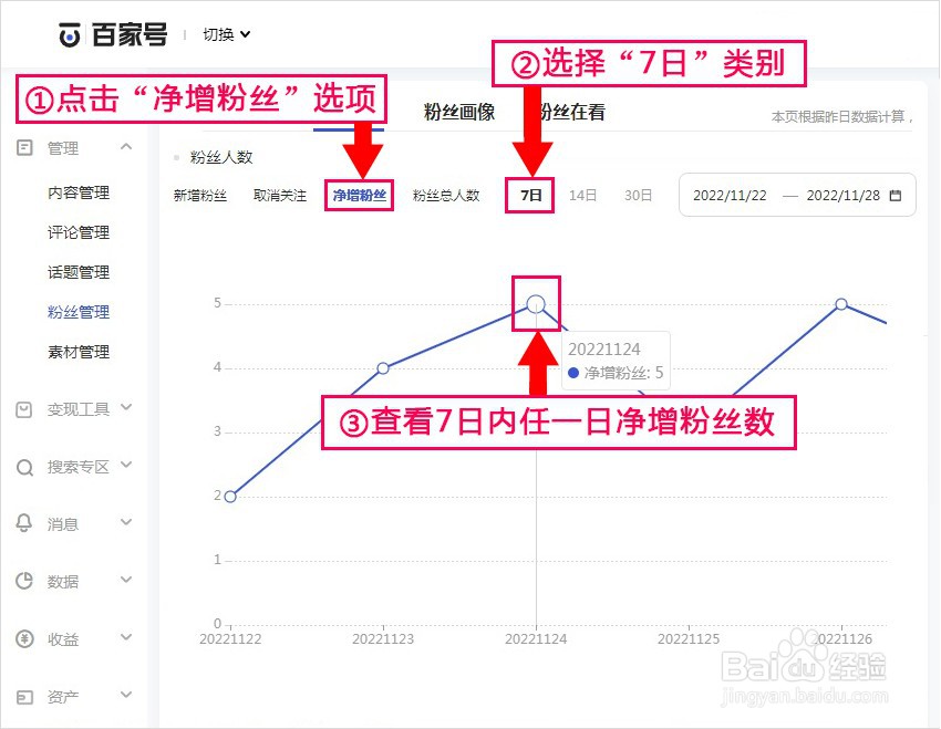 百家号如何查看7日净增粉丝