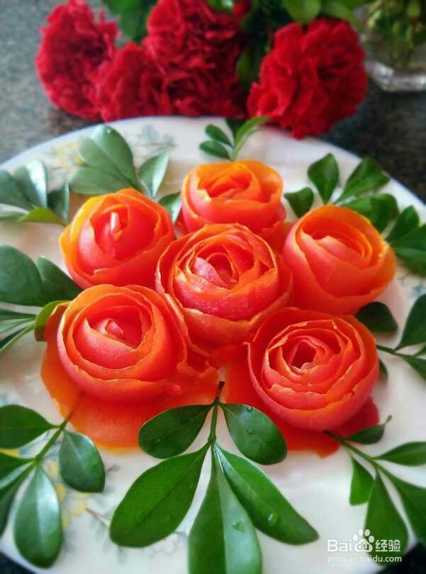 逼真精美的番茄玫瑰花的制作方法图解
