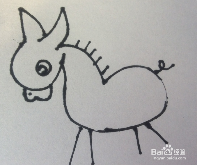 如何画毛驴的儿童画