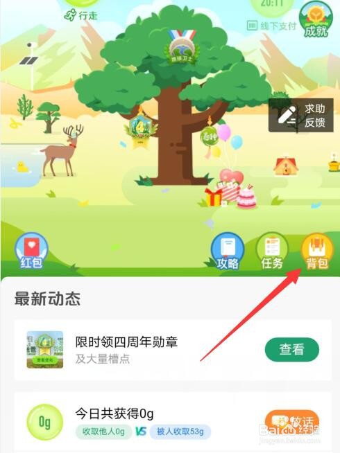 支付宝蚂蚁森林四周年勋章怎么装扮