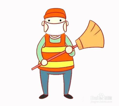 卡通环卫工人的简笔画