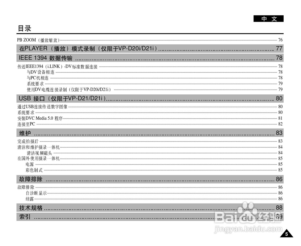 三星VP-D21数字摄录一体机用户说明书:[1]