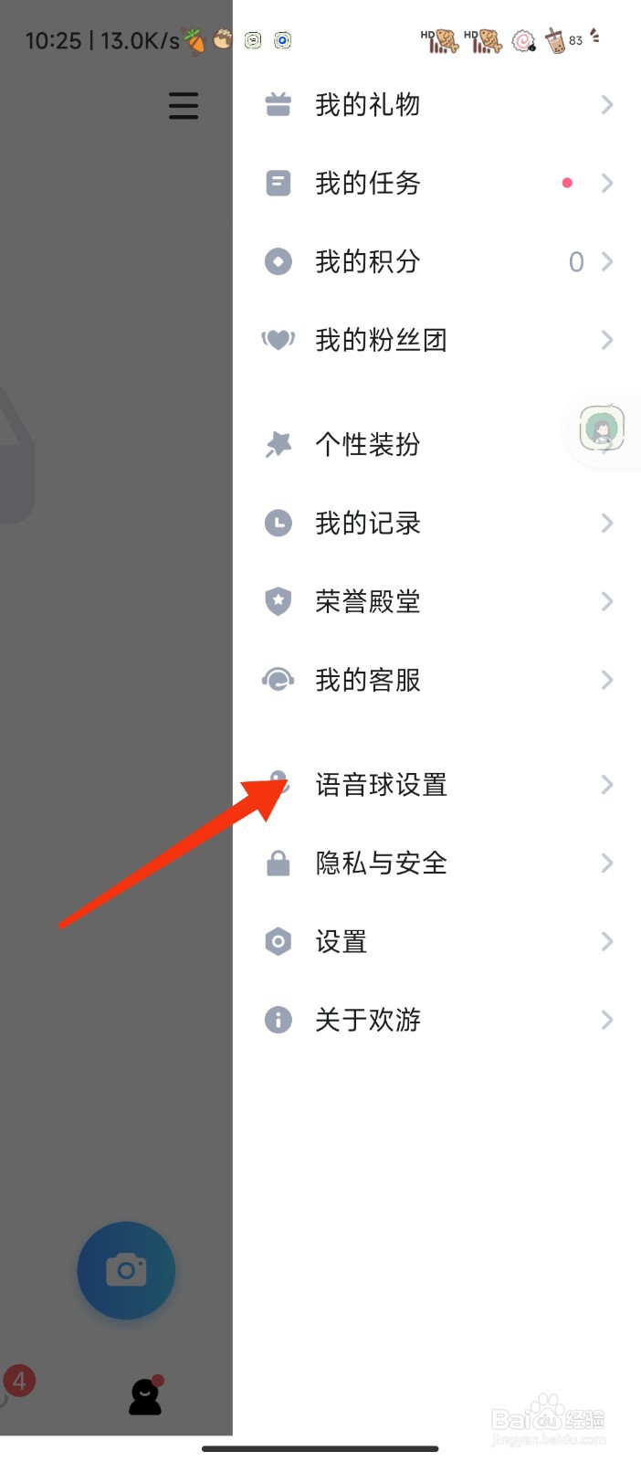 在欢游软件如何进行查看语音球设置的