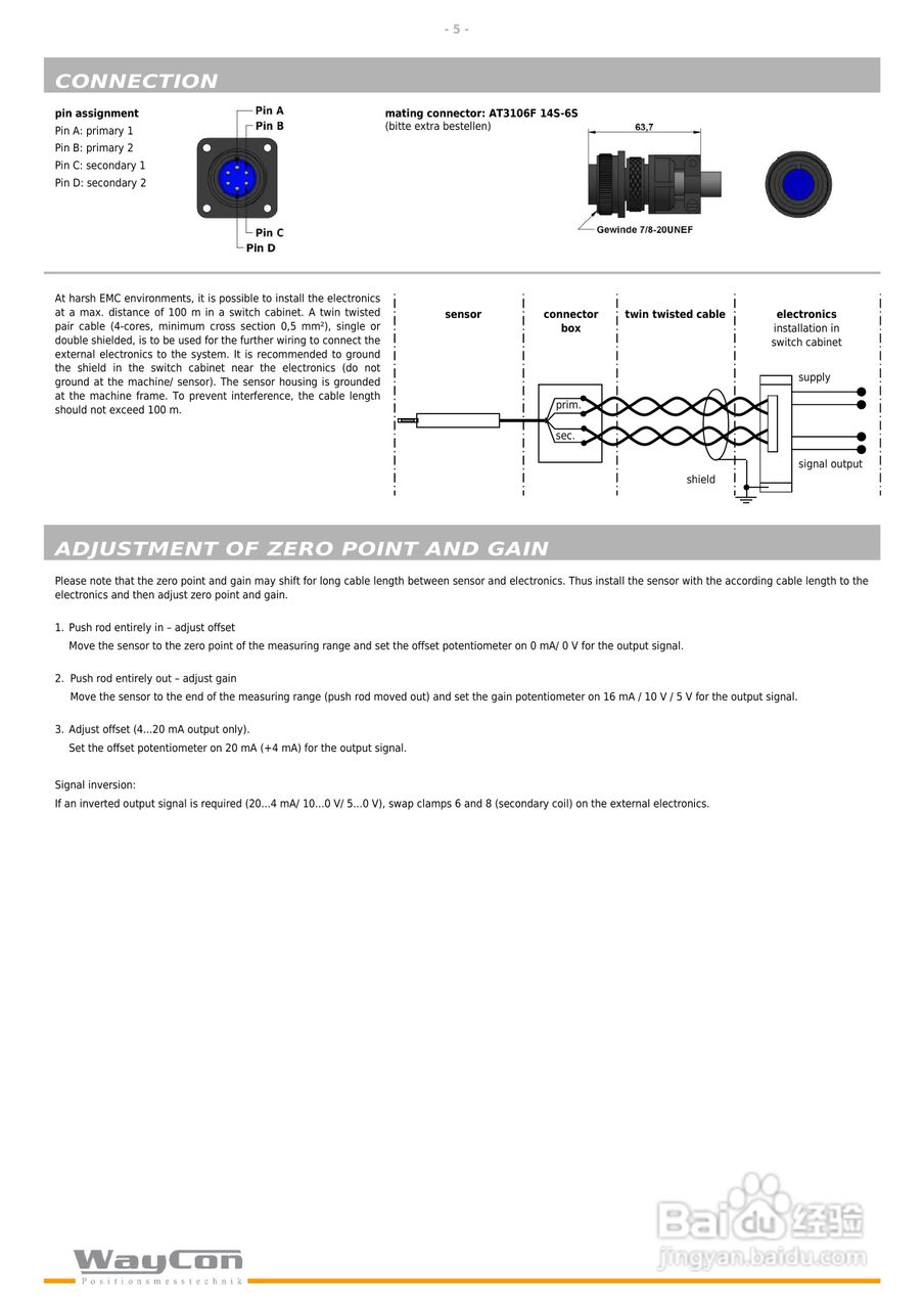 WAYCON 差动变压位移传感器Hydraulic系列说明书