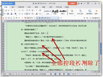 WPS文字中如何全部快速删除控段