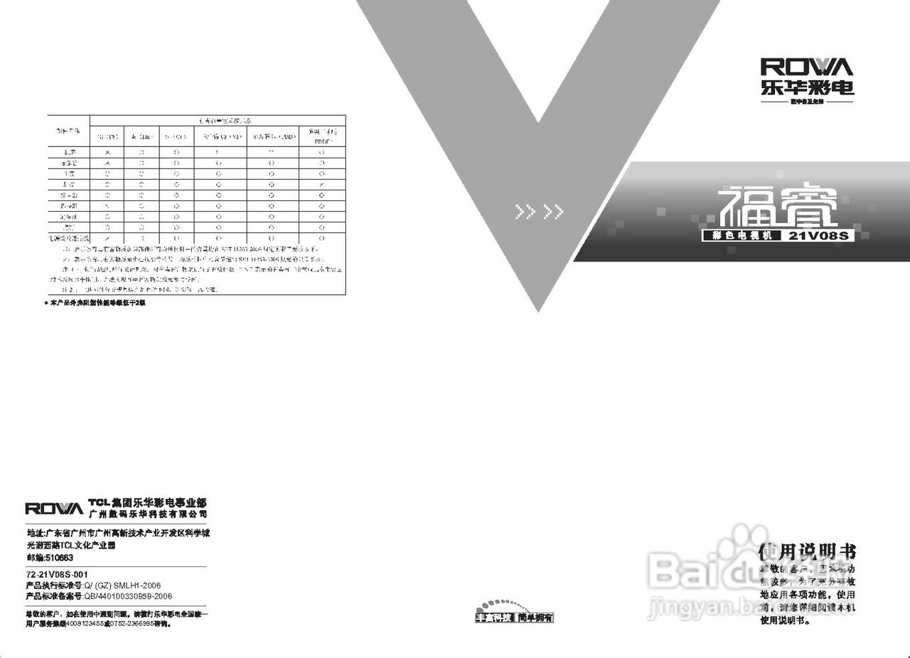 乐华21V08S彩电使用说明书