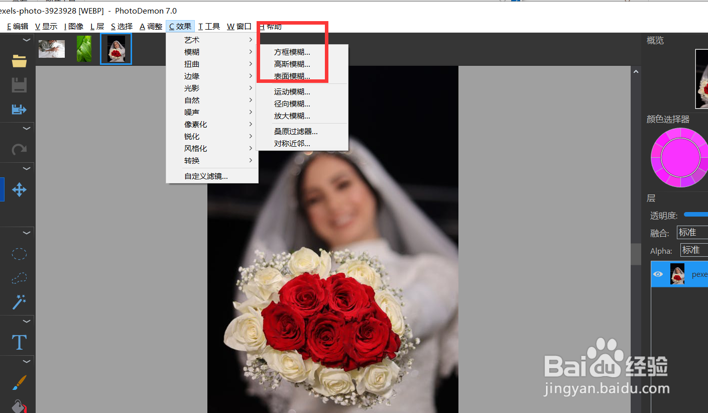 如何使用photodemon的方块模糊功能