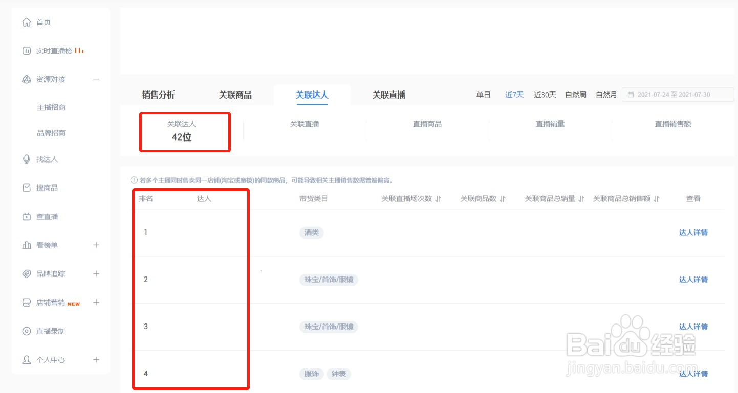 如何查询品牌的带货达人