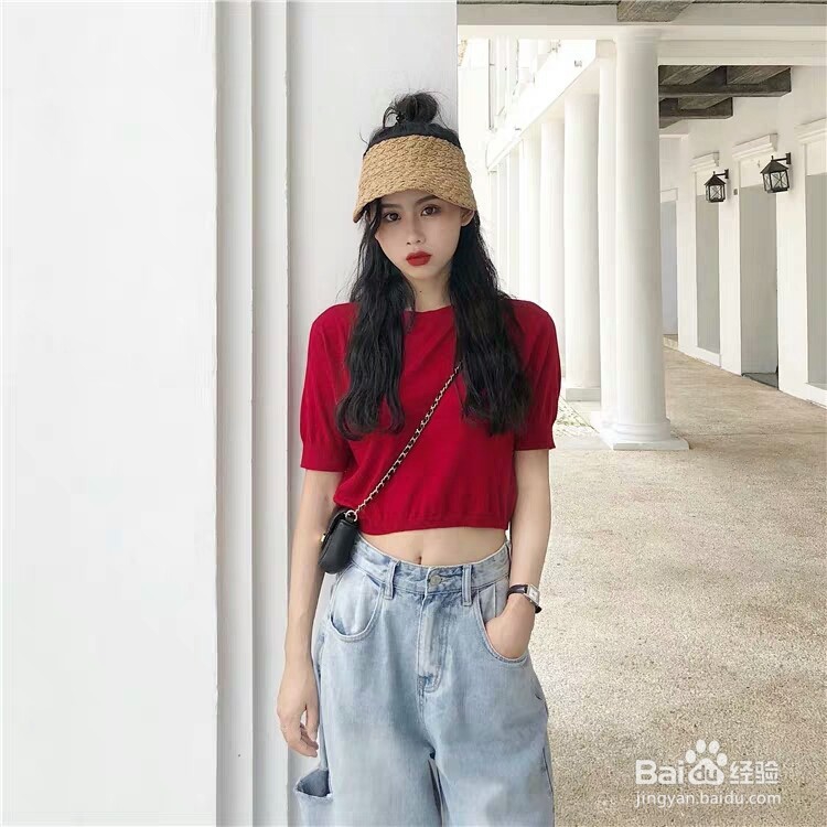 短款短袖配什么下身