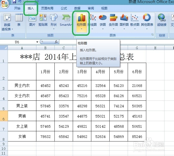 Excel2007教程：在Excel2007中如何添加柱形图
