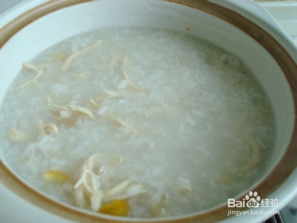 营养早餐粥------栗子鸡丝粥