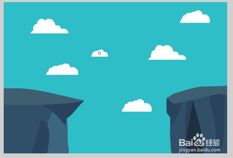 flash绘制一个扁平山崖的场景