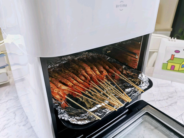 无油低脂空气炸锅烤虾