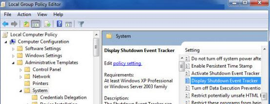 win7开启关机事件跟踪解决电脑不正常关机问题