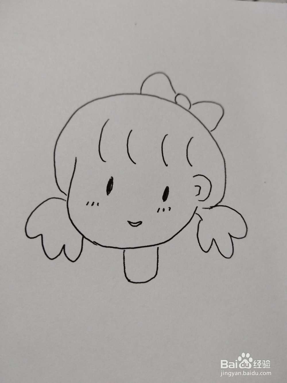 抖音火爆女孩的简笔画方法