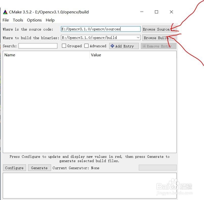 图解opencv3.1 + cmake3.5.2 + vs2015 配置