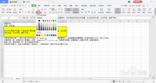 excel表格给单元格或者文字上色