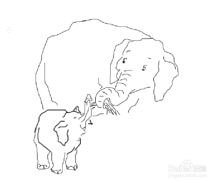 photoshop画大象喂小象