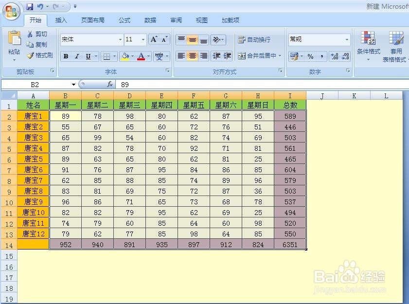 表格多行多列求和的方法