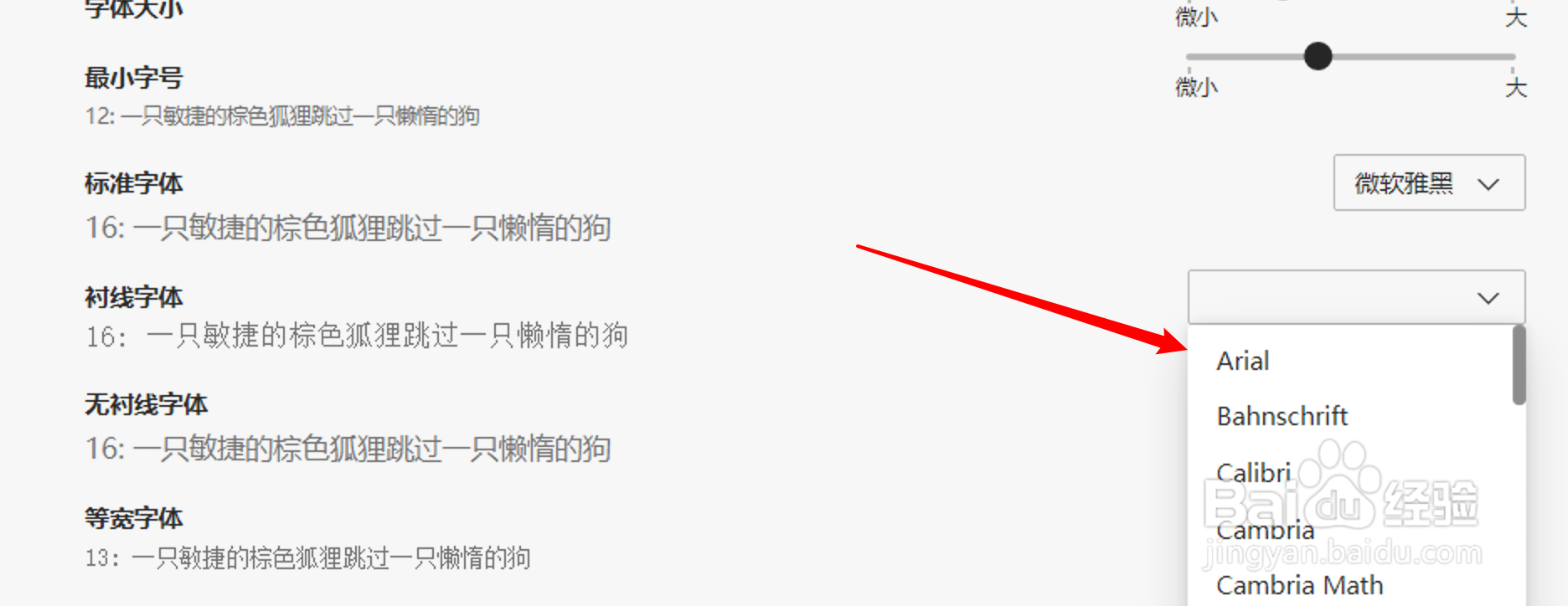 win10版edge浏览器怎么自定义设置衬线字体