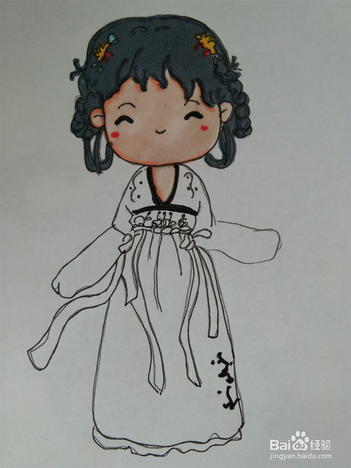 古风少女简笔画怎么画？