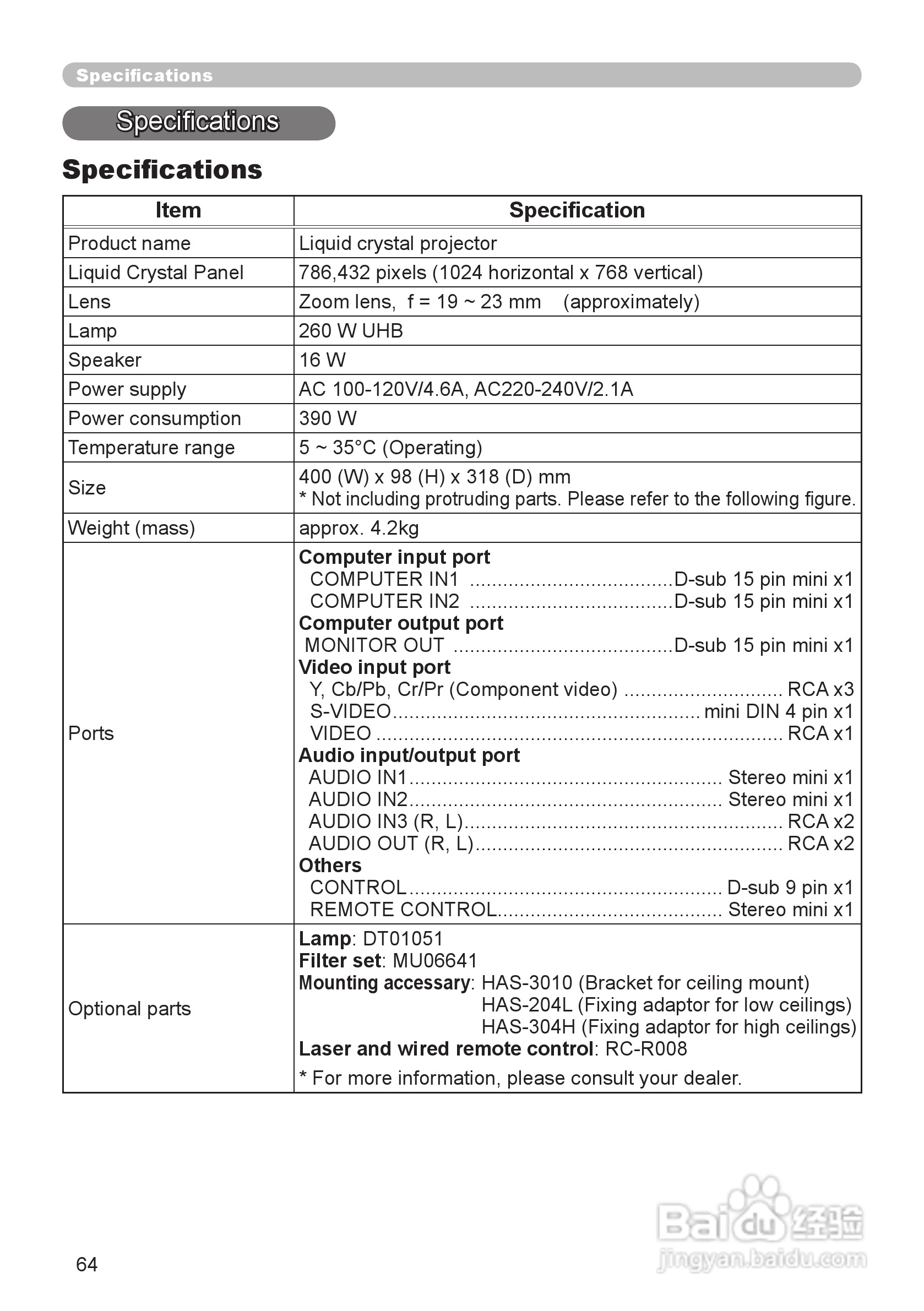 日立 CP-X4020投影机说明书:[7]