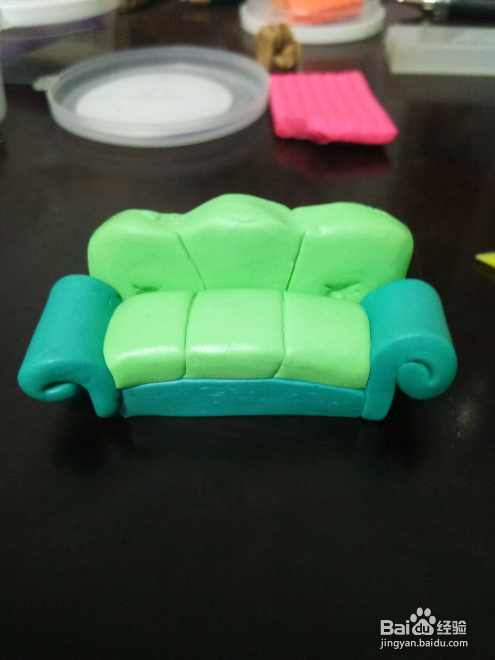 软陶制作迷你皮沙发