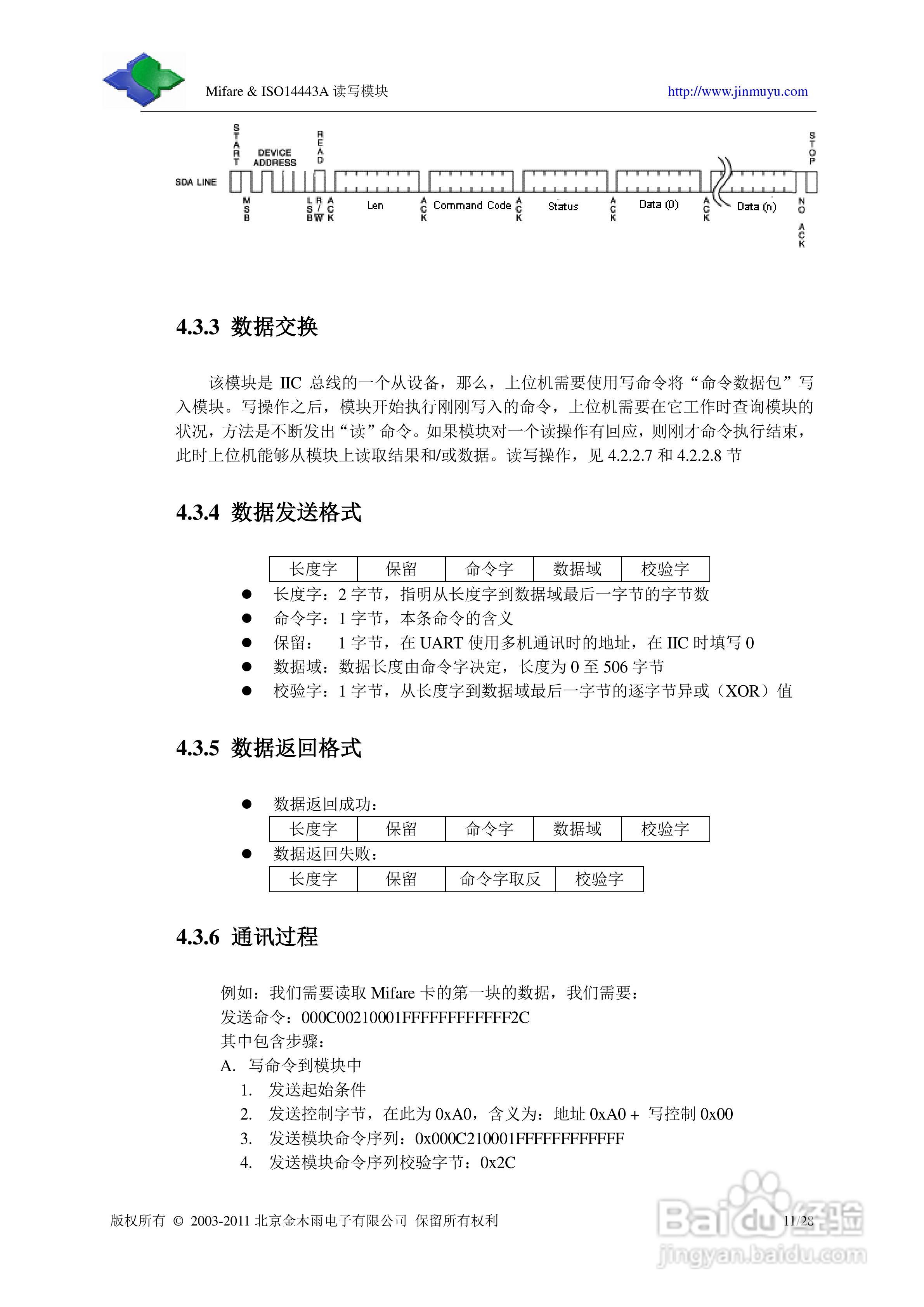 金木雨JMY501D非接触IC卡读卡模块用户手册:[2]