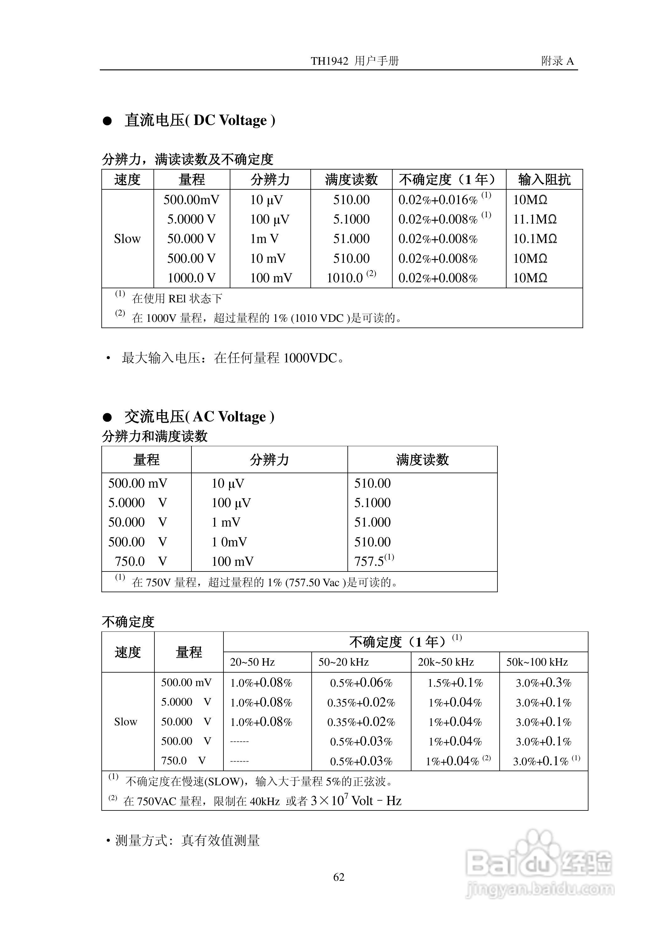 锦流源电子TH1942数字多用表说明书:[7]
