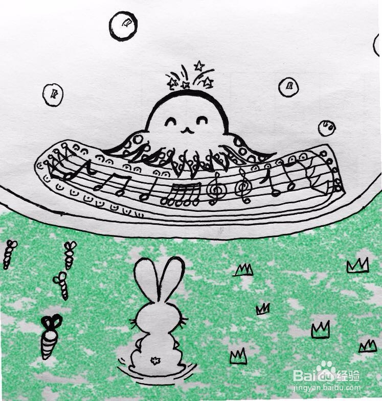 茉莉蜡笔手绘之兔子迷妹