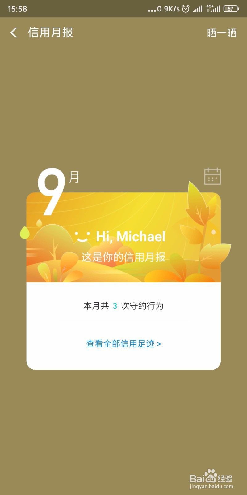 怎样查看芝麻信用的信用月报？
